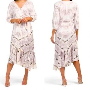 YFB Young Fabulous & Broke Jillian Faux Wrap Dress Medium Harvest Cream Purple